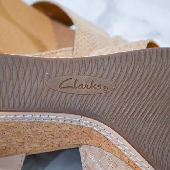 CLARKS | TAN HELIO LATITUDE WEDGE SANDAL - Picture 7 of 7